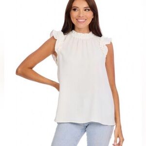 NWOT Elegant White Ruffle Sleeve Top